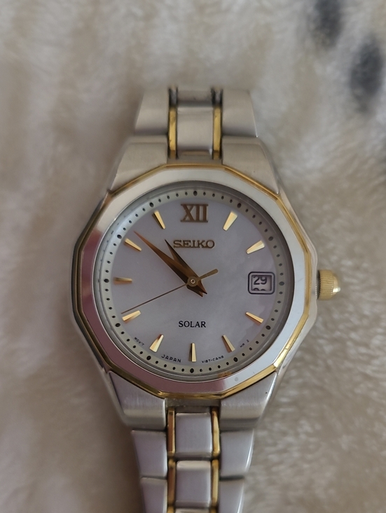 Seiko Accessories - Seiko Two-Tone Solar Watch – White Dial Stainless Steel with Gold Accents Nice